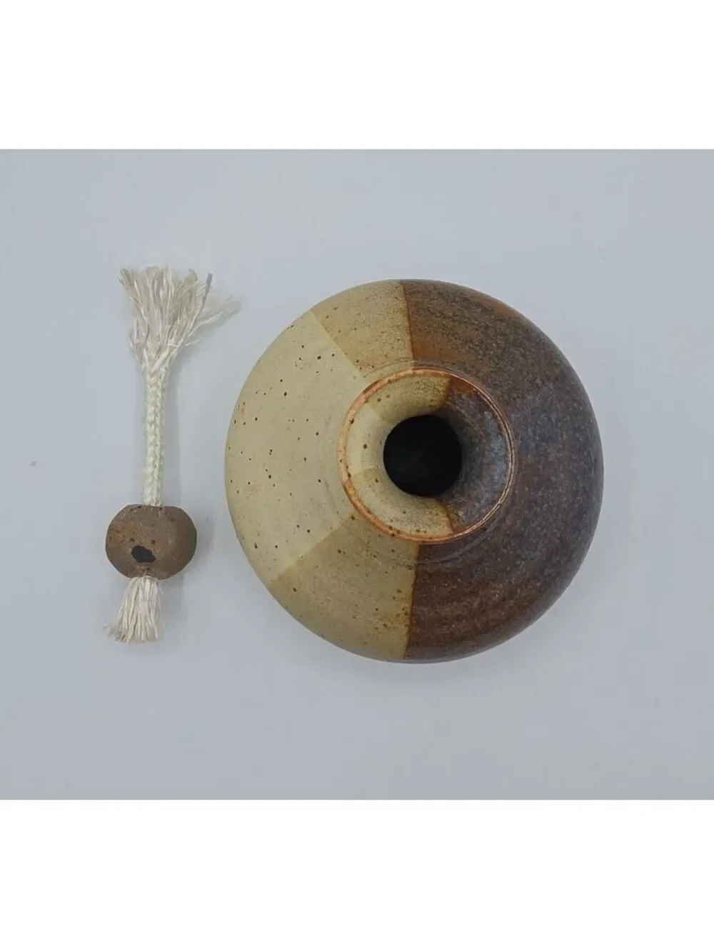 Vintage Hanselmann Pottery Stoneware Oil Lamp Signed